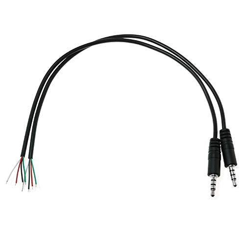 E-outstanding 3.5mm Male Jack to Bare End 2PCS Black TRRS 4 Pole 1/8" Plug Connector Audio Cable for Headphone Headset Earphone - size: Male