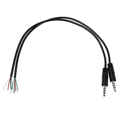 E-outstanding 3.5mm Male Jack to Bare End 2PCS Black TRRS 4 Pole 1/8" Plug Connector Audio Cable for Headphone Headset Earphone - size: Male