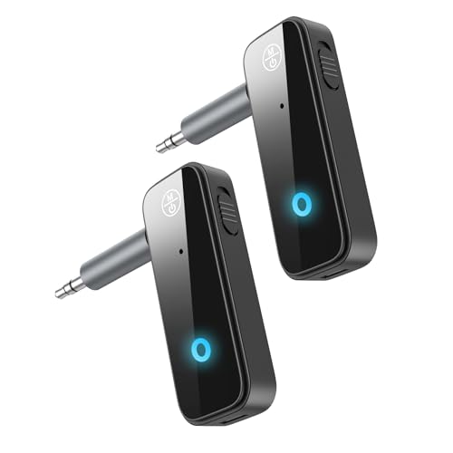 2 Pack Aux Bluetooth Adapter for Car, 2 in 1 Bluetooth 5.3 Transmitter Receiver for Headphones Car Home Audio Speaker, Portable 3.5mm Wireless Audio Receiver, Hands-Free Call