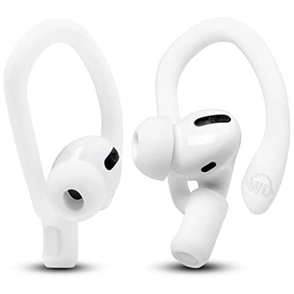 WC HookZ - Patented Upgraded Over Ear Hooks for AirPods Pro 1, 2 & AirPods 1, 2 & 3- Two Size Pairs Included in Package, Unique Left & Right Hook, Made by Wicked Cushions | Winter White - color: White