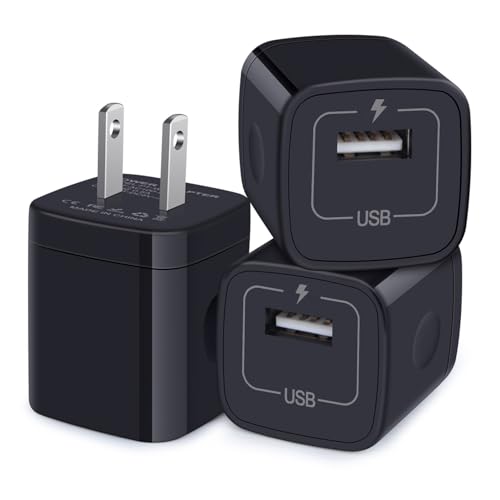 USB Wall Charger, Charger Block, 3-Pack 1A/5V Charging Cube Box Single Port USB Chargerr Plug for iPhone 17e 17 Air 16e 16 15 14 13 12 11 Pro Max,SE,XR/XS/X/8/7, iPad, Samsung Galaxy S26,A17,Pixel 10a - color: Black