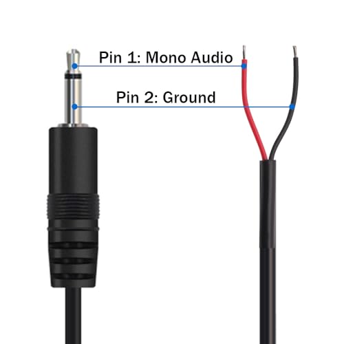 10PCS 3.5mm 1/8" TS Mono Audio Male Plug to 2Wire Pigtail Cable | 25cm Length，TS 2Pole，for Headphone Headset Earphone DIY Repair Replacement - style: 3.5mm TS Mono Male