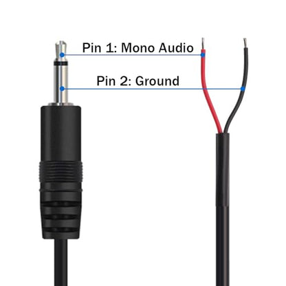 10PCS 3.5mm 1/8" TS Mono Audio Male Plug to 2Wire Pigtail Cable | 25cm Length，TS 2Pole，for Headphone Headset Earphone DIY Repair Replacement - style: 3.5mm TS Mono Male