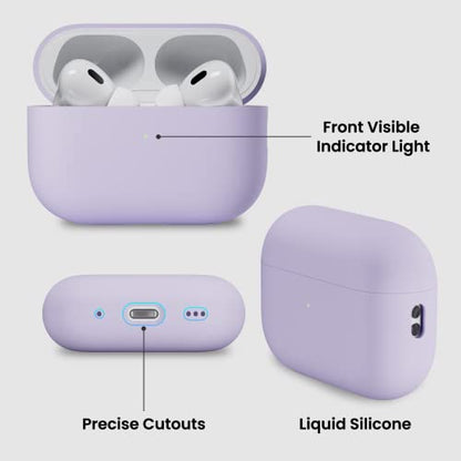 ORNARTO Compatible with AirPods Pro 2 Case 2022, Full Protective Hybrid Silicone for AirPods Pro 2nd Generation Case, Front LED Visible Skin Cover-Pastel Lilac | Hybrid Silicone Rubber, Front LED Visible, Wireless Charging, Skin-Friendly Soft Touch, Anti-
