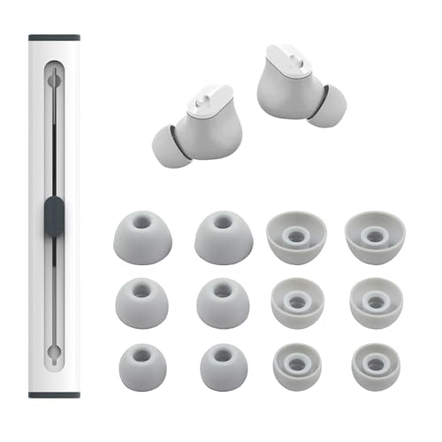 6 Pairs Replacement Silicone Ear Tips Compatible with Beats Studio Buds/Fit Pro/Studio Buds +, Silicone Earbuds Eartips Buds Cover Set for Beat Studio Buds (Grey) - color: Grey with Pen