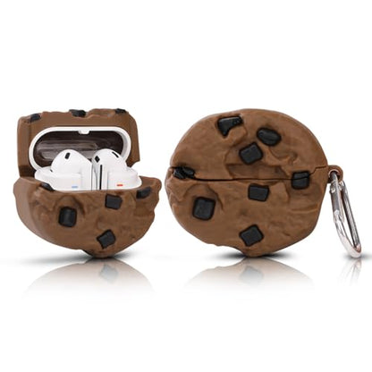 Case for Samsung Galaxy Buds 3 and for Galaxy Buds 3 Pro Earbuds with Carabiner, Silicone Charging Shockproof Protective Cover with Cartoon Skin Design for Man Woman Teen (Biscuit) - color: Biscuit