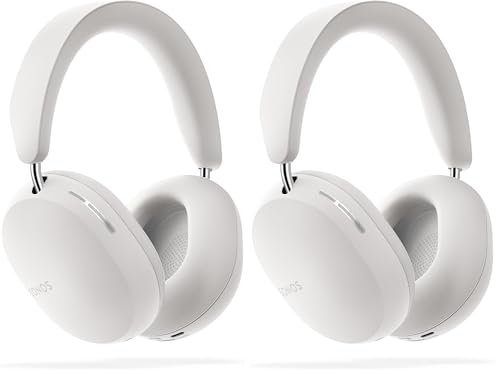 Sonos Ace | Noise Cancelling Wireless Over-Ear Headphones with Bluetooth, 30-Hour Battery Life, Spatial Audio, Dolby Atmos, Dynamic Head Tracking - White (Pack of 2) - color: White, size: Headphones Only (Pack of 2)