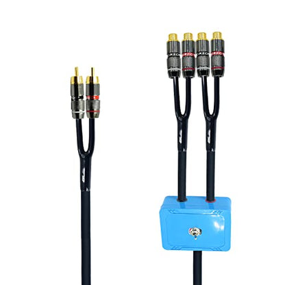 18ft Sound Channel swicher 2 male to 4 female RCA Switch Selector 2 in 1 Out R/L Stereo Audio 1 in 2 Out Stereo Audio Splitter with Mute Button No External Power Required CD Speaker dvd Player - size: 18ft, style: 2male-4female switch