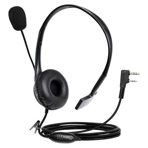 WODASEN Over the Ear Headset with Boom Mic Finger PTT for Radio Single Ear Overhead Headphones for UV-5R BF-888S AR-152 BF-F8HP K1 Plug 2-Pin