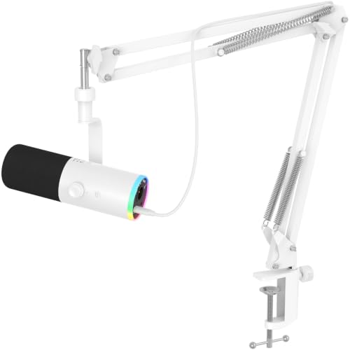 TONOR Dynamic Gaming Microphone XLR/USB Mic with AI Noise Cancellation - color: White