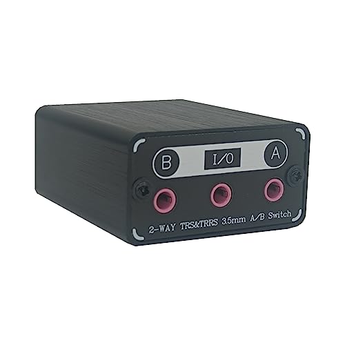 SPRODIO 2 Way in-line 3.5mm Audio Switch Box A/B Selector Switcher Compatible with 1/8" Microphone TRRS TRS Independent Ground no noise-M201