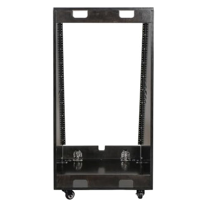 Sound Town DIY 20U Slanted Studio Rack with 2U Lower Storage, Casters, for Home Studio and Recording Room, Baltic Birch Plywood, Black Espresso (SDRK-20TD) - size: 20U,Black Espresso