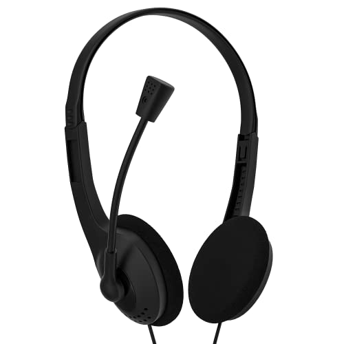 Maeline Stereo Headsets with Microphone, On-Ear Wired Headphones 3.5mm Jack Stereo Computer Headphones with Mic for Office, Meetings, PC, Laptop, Call Center Skype - 5 Pack - Black