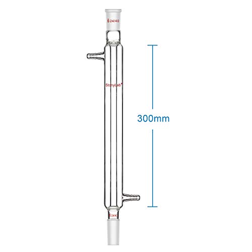 StonyLab Borosilicate Glass Liebig Condenser with 24/40 Joint 300 mm Jacket Length Lab Glass Condenser - size: 300 mm