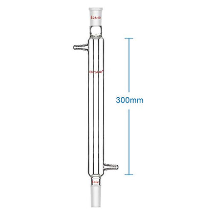 StonyLab Borosilicate Glass Liebig Condenser with 24/40 Joint 300 mm Jacket Length Lab Glass Condenser - size: 300 mm