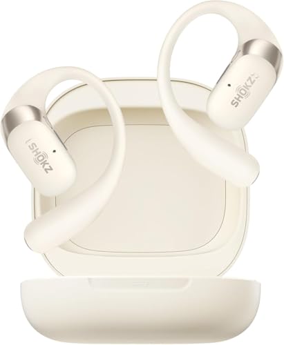 SHOKZ OpenFit 2 Open-Ear Headphones, True Wireless Bluetooth Earphones with Microphone, Beige(Renewed) - color: Beige