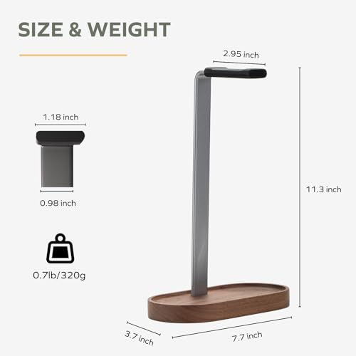 muso wood Headphone Stand with Storage Base for Desktop