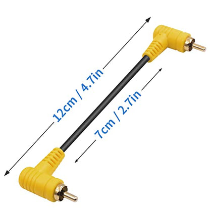 Duttek 90 Degree Short RCA Cable, Right Angle RCA Male to Male Audio Cable with 24K Gold-Plated Port for Home Theater, Sound Bar, HDTV and DVD 4.7in/12cm 2 Pack - size: 6in/15cm, style: Right Angle RCA Male to Male cable
