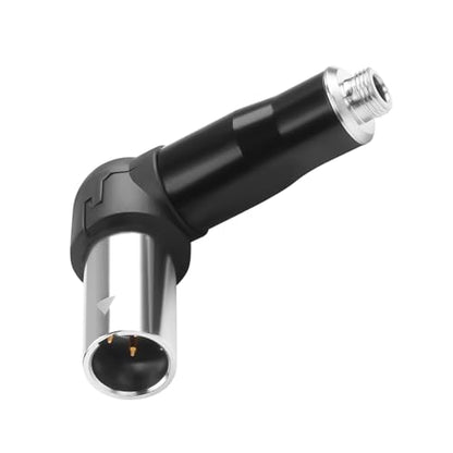 QIANRENON Locking TRS 3.5mm to Mini XLR 90° Angle Headphone Connector Lockable 1/8 TRS Female to 3Pin Mini XLR Male Balanced Audio Adapter, Right Angle Adjustable, for Fanny Pack Microphone