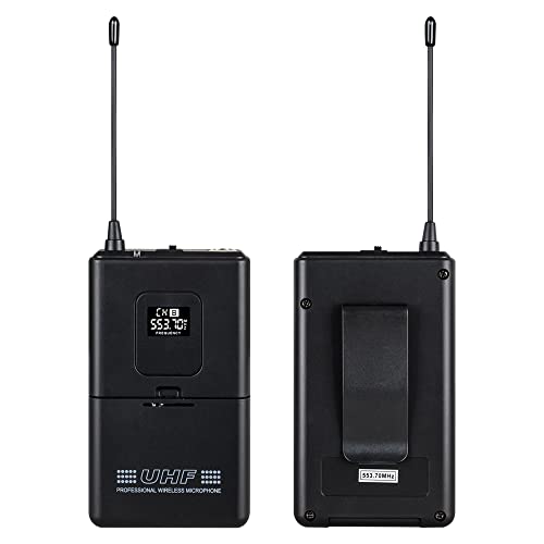 Wireless Microphone System Lavalier Mic 4 Channel 4 Headset 4 Lapel Mic 4 Bodypacks Dynamic Mics UHF for Conference Meeting Speech Karaoke Party Wedding Church