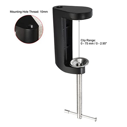 Generic M10 Thread Hole Desk Table Mount Clamp, Universal Adjustable C Shape Desk Clamp for Microphone Arm Desk Lamps Stand, Black