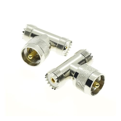 UHF Male Female to UHF Male Female Connector PL259 to SO239 T Right Angle 3 Way RF Coax Coaxial Adapter(UHF-JKK) - color: UHF-JKK