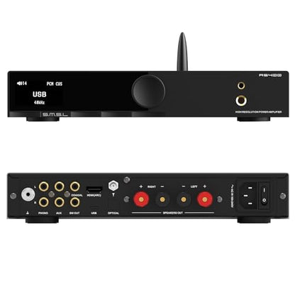 SMSL AS400 Amplifier with DAC Headphone Amp & Preamp 165W x2 Class D Amp | MA5332MS MQA CD CS43131 Bluetooth 5.1 2.1 Sub USB/HDMI ARC/Phono /Coax/Opt/RCA/Phono In 6.35mm/4.4mm HP For TV/PC Home Audio