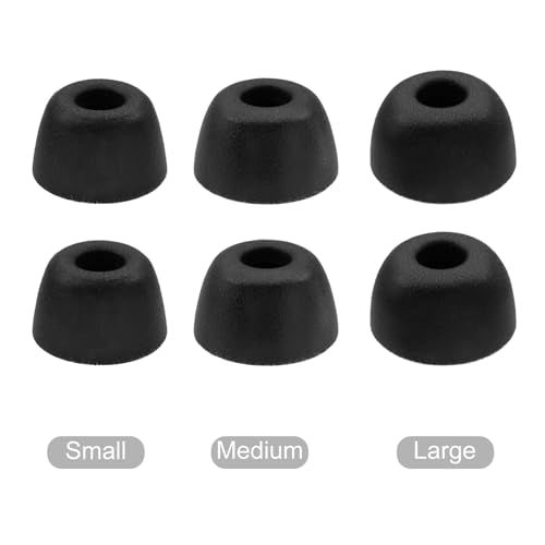 Klowcok Replacement Foam Ear Tips for DEWALT Jobsite Pro-X1 Heavy Duty TWS | Memory Foam Ear Cushions, Not for DEWALT Neckband Headphones, 3 Pairs (S/M/L) Black