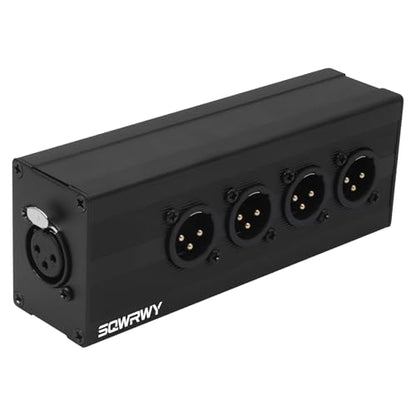 XLR 1 Female to 4 Male Passive Splitter | 4-Channel Galvanic Distribution for Zero-Latency Audio & DMX Adapter 4Way 1Pack