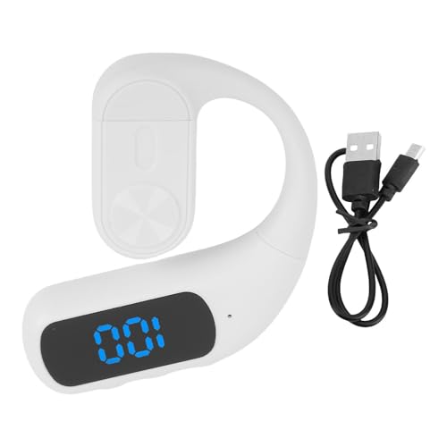 Zopsc Wireless Earpiece, Bluetooth Single Ear Hook Headset with Noise Canceling Mic, Digital Display, Hands Free Headset for Driving Office - color: White