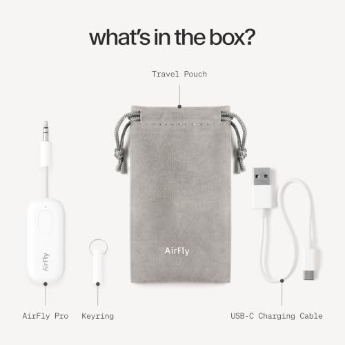 Twelve South AirFly Pro, Bluetooth Wireless Audio Transmitter, White | Bluetooth Adapter for AirPods/Headphones, 20+ Hr Battery, Works with 3.5mm aux Jacks on Airplanes, TVs, Gym Equipment, Travel - color: White, style: AirFly Pro