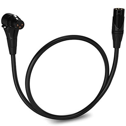 LyxPro 1.5 ft XLR Mic Cable, Male to Right-Angle Female, Black - color: Black, size: 1.5 Feet Angled Female
