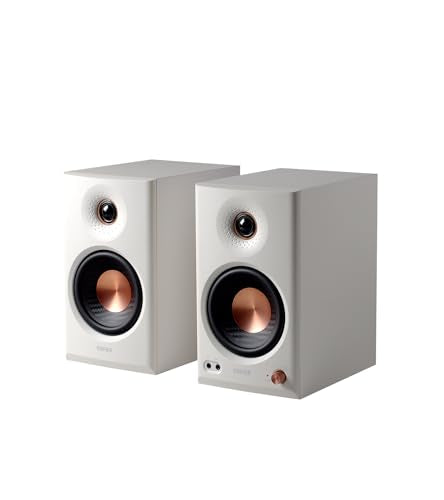 Edifier MR4.5 Bi-Amped Studio Monitor, 80W RMS Bookshelf Speakers - White | 4.5" Woofer 1" Silk Tweeter Hi-Res Audio Bluetooth 6.0 LDAC XLR/TRS/RCA/AUX Input Music Production Video Editing Home Audio - color: White