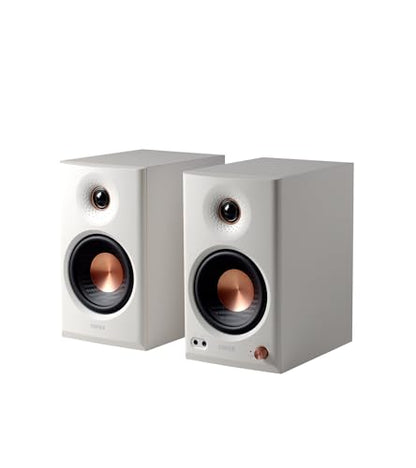 Edifier MR4.5 Bi-Amped Studio Monitor, 80W RMS Bookshelf Speakers - White | 4.5" Woofer 1" Silk Tweeter Hi-Res Audio Bluetooth 6.0 LDAC XLR/TRS/RCA/AUX Input Music Production Video Editing Home Audio - color: White