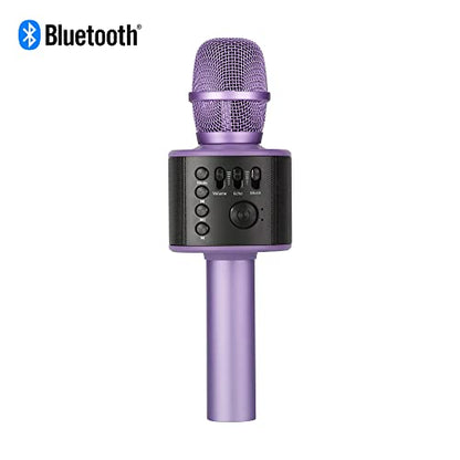 Wireless Bluetooth Karaoke Microphone with Built-in Speakers + HD Recording, Portable Handheld Mic | Lilac - style: Lilac
