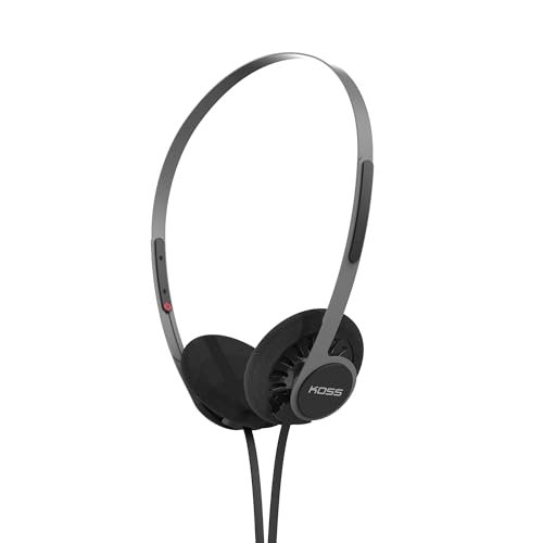 Koss KPH40 Utility On-Ear Headphones, Stealth Grey, Interchangeable Cord | Lightweight, Ultra-Wide Frequency Response, Stainless Steel Adjustable Headband - color: Stealth Black