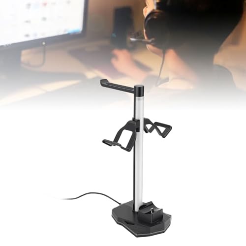3 in 1 Controller Stand, RGB Headset and 2 Pro Controller Holder with 2 USB .0 Ports and 1 USB C Port, for Gaming Accessories Organization and Charging