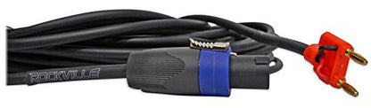 Rockville RSB17 35 Ft Speakon to Banana Speaker Cable, 16 Gauge, OFC | 100% Oxygen Free Copper, Black PVC Jacket, ROHS Compliant, Low Resistance, Noise-Free Signal