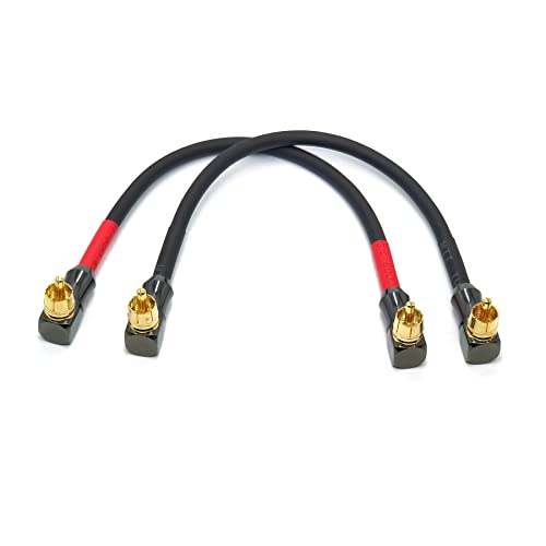 WJSTN-061 90 Degree Right Angle RCA Cable Subwoofer Cable Male-to-Male RCA Audio Cable 2Pack (8in) - size: 8in