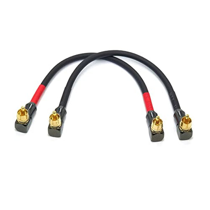 WJSTN-061 90 Degree Right Angle RCA Cable Subwoofer Cable Male-to-Male RCA Audio Cable 2Pack (8in) - size: 8in