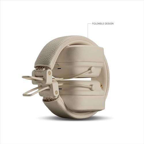 Marshall Major V Wireless On-Ear Bluetooth Headphones - 100+ Hr Playtime | Detachable Audio Cable | Microphone for Calls | Lightweight, Foldable Design for Travel - Cream - color: Cream