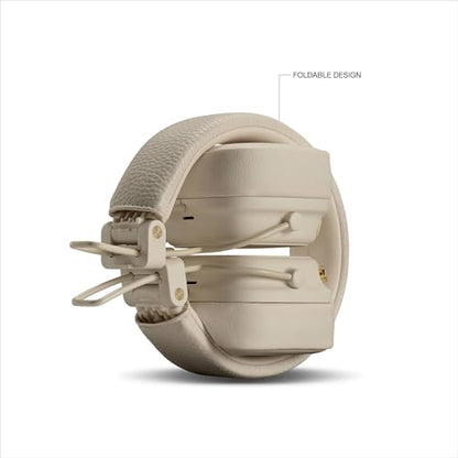 Marshall Major V Wireless On-Ear Bluetooth Headphones - 100+ Hr Playtime | Detachable Audio Cable | Microphone for Calls | Lightweight, Foldable Design for Travel - Cream - color: Cream