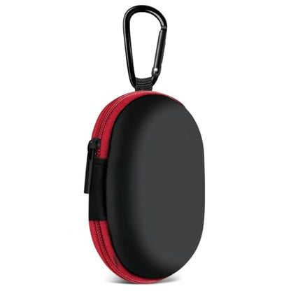 1 Pack Oval Earbud Case Storage Bag with Carabiner, Red - color: D2-red