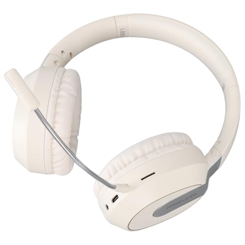 Sanpyl Foldable Gaming Headset with Detachable Microphone, Gaming & Mobile Headset, Portable Gaming Headphones, Noise Reduction Soft Cushion (Beige)