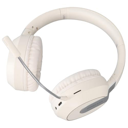 Sanpyl Foldable Gaming Headset with Detachable Microphone, Gaming & Mobile Headset, Portable Gaming Headphones, Noise Reduction Soft Cushion (Beige)