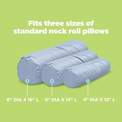 Cotton Neck Roll Pillowcase - Hypoallergenic and Smooth Natural Fabric Pillow Protector - Soft and Breathable Sateen Weave Pillow Cover with Enclosed Sleeve Design - Made in USA - Blue, 5" x 14" - color: Blue (Sateen Weave), size: 5" x 14"
