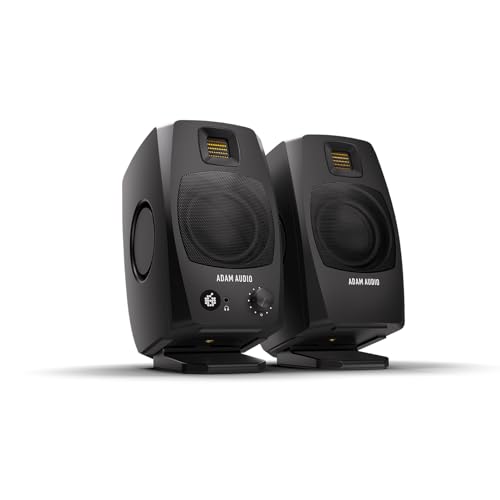 ADAM Audio D3V Active Desktop Studio Monitor Speakers - Black | USB-C, D-ART Tweeter, 3.5in Woofer, 240W, 45Hz-23kHz, 97dB SPL, Balanced TRS, Headphone Out - style: D3V Black