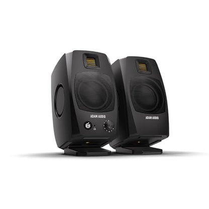 ADAM Audio D3V Active Desktop Studio Monitor Speakers - Black | USB-C, D-ART Tweeter, 3.5in Woofer, 240W, 45Hz-23kHz, 97dB SPL, Balanced TRS, Headphone Out - style: D3V Black