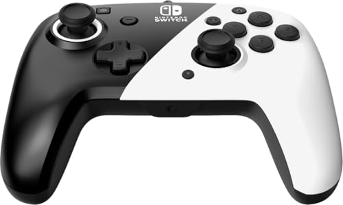 PDP REMATCH Enhanced Wired Power Nintendo Switch Pro Controller, Officially Licensed Switch Lite/OLED Compatible Gamepad, Customizable Programmable Buttons, Black and White - color: Black/White