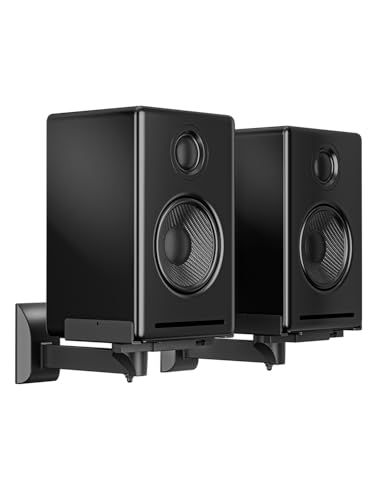 suptek Large Dual Side Clamping Bookshelf Speaker Wall Mounting Bracket for Large Surrounding Sound Speakers, Hold up to 55lbs Black SPM201LB - size: Large--black